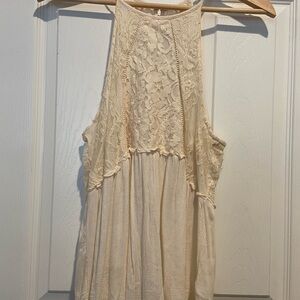 American Eagle Outfitters‎ Cream Lace Halter Tank